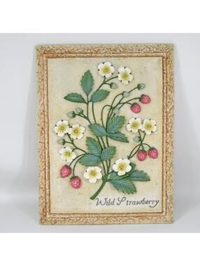 Wild Strawberry Kathy Killip WildFlowers Line 3D Resin Plaque Wall Art Demdaco